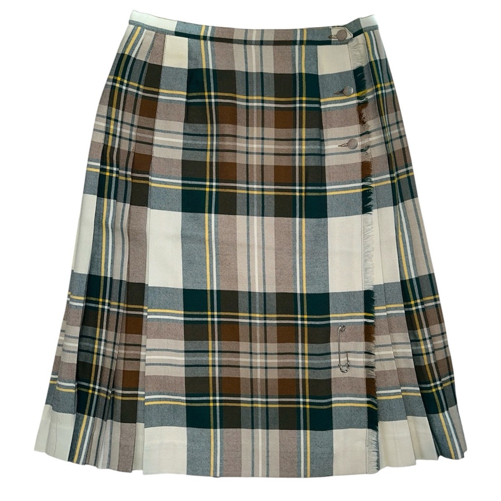 Vintage Plaid Pleated Wool Kilt Style Skirt
